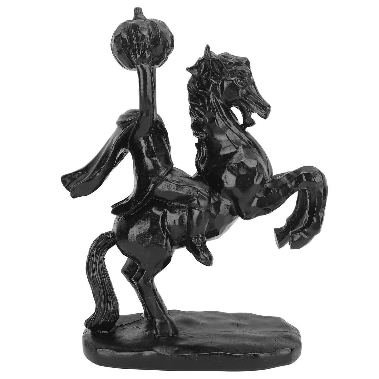 22cm Height Headless Horseman Statue with Pumpkin Horror Headless Horseman Halloween Decor Sculpture Handmade Resin All Black