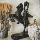 22cm Height Headless Horseman Statue with Pumpkin Horror Headless Horseman Halloween Decor Sculpture Handmade Resin All Black - Extra Image