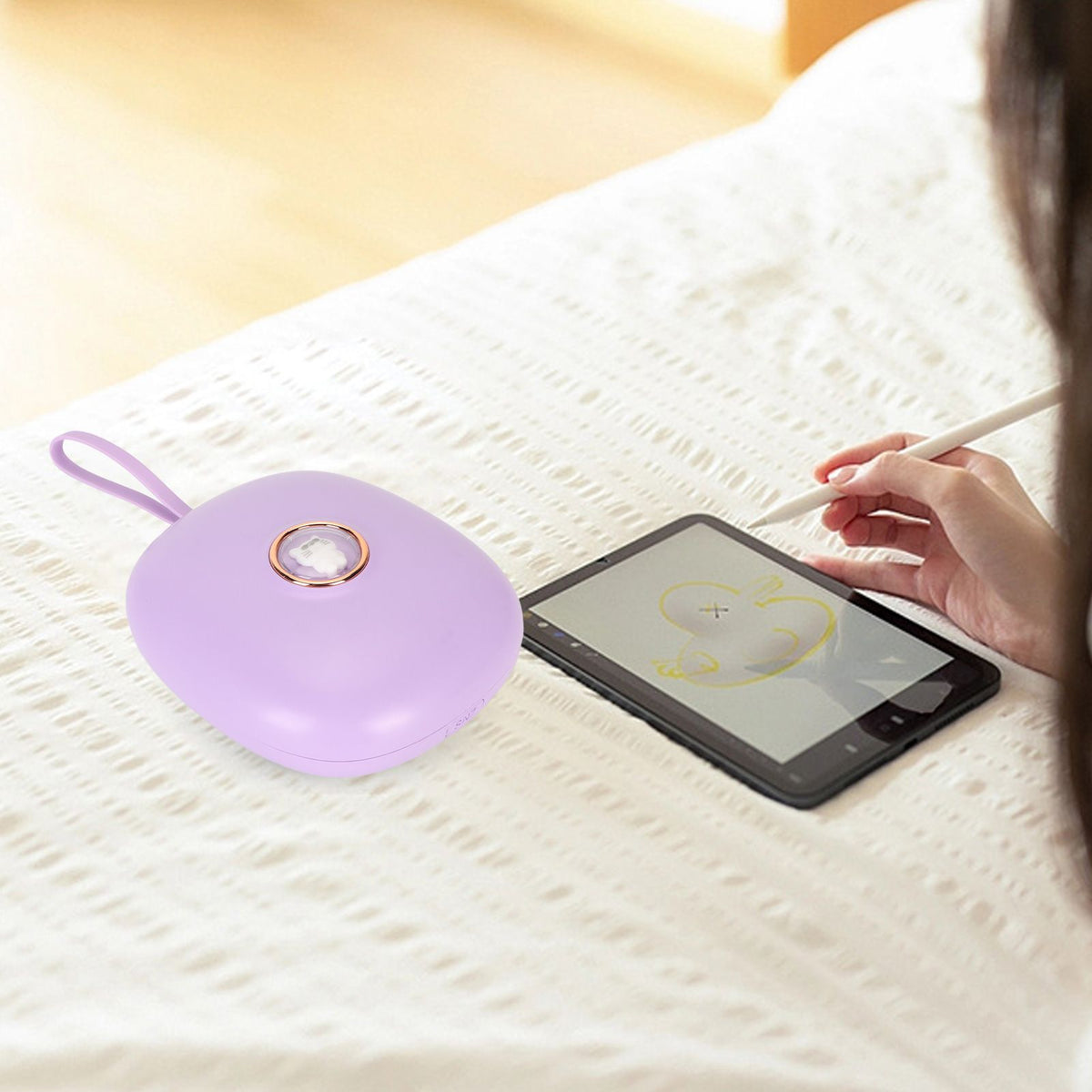 Vibrating Digital Alarm Clock Portable LED Electronic Digital Alarm Clock for Heavy Sleepers Students Children Lilac Purple