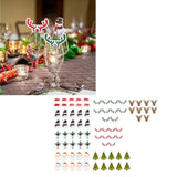 240 PCS Christmas Glass Cup Card Easy To Use Cute Pattern Xmas Party Wine Glass Decoration Card for Christmas - Extra Image