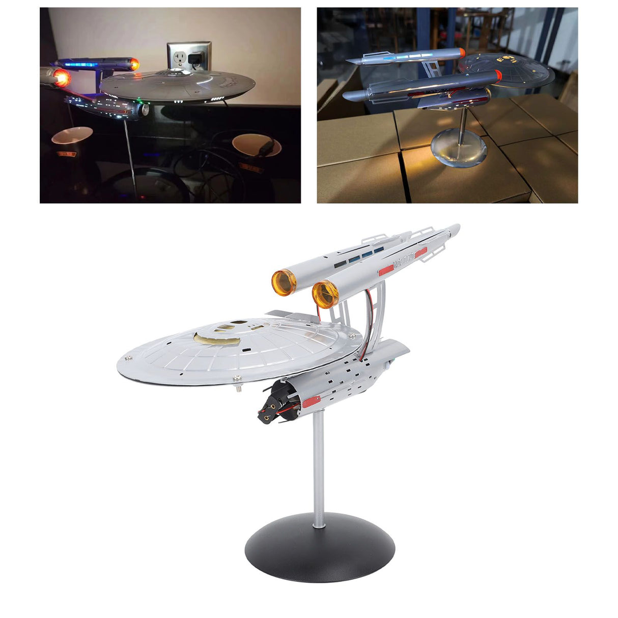 Spaceship Model with Lights 1:1000 Life Like High Durability Spaceship Toy for Display Collection