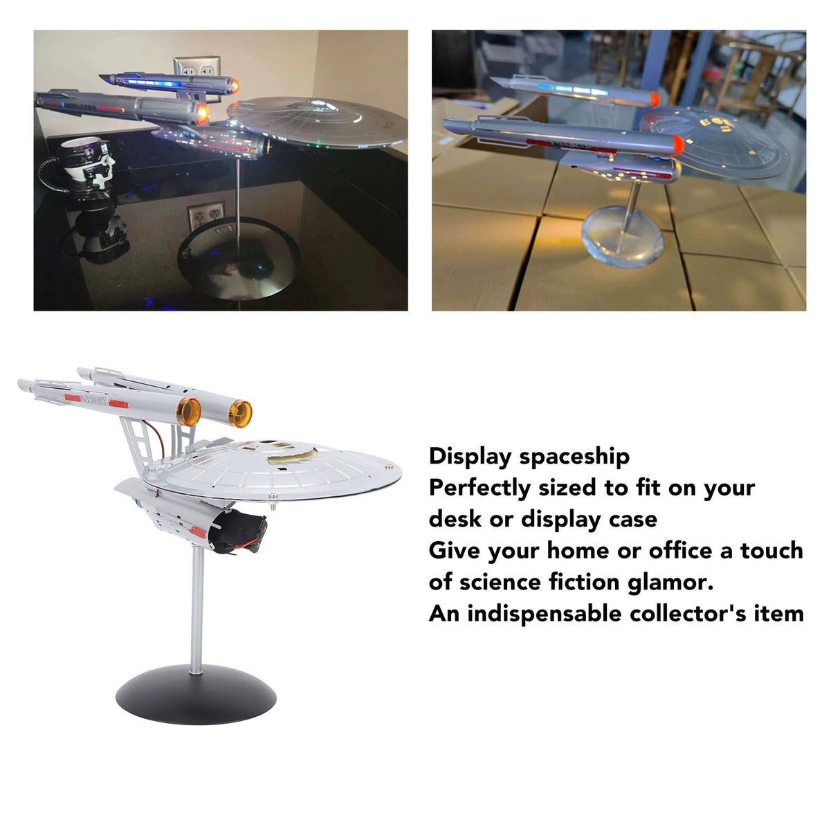 Spaceship Model with Lights 1:1000 Life Like High Durability Spaceship Toy for Display Collection
