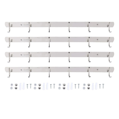 4 Pcs 6 Hooks Stainless Steel Cloak Hanger Wall Mounted Hanging Coat Rack for Laundry Rooms Entryways