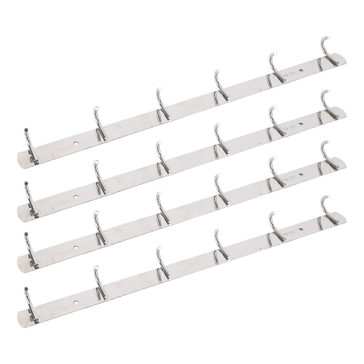4 Pcs 6 Hooks Stainless Steel Cloak Hanger Wall Mounted Hanging Coat Rack for Laundry Rooms Entryways