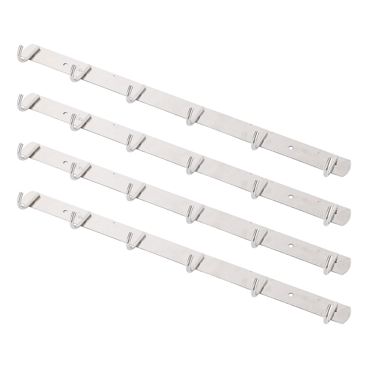 4 Pcs 6 Hooks Stainless Steel Cloak Hanger Wall Mounted Hanging Coat Rack for Laundry Rooms Entryways