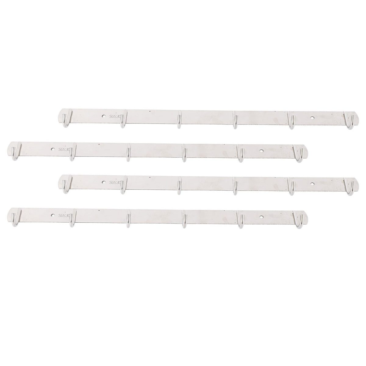 4 Pcs 6 Hooks Stainless Steel Cloak Hanger Wall Mounted Hanging Coat Rack for Laundry Rooms Entryways