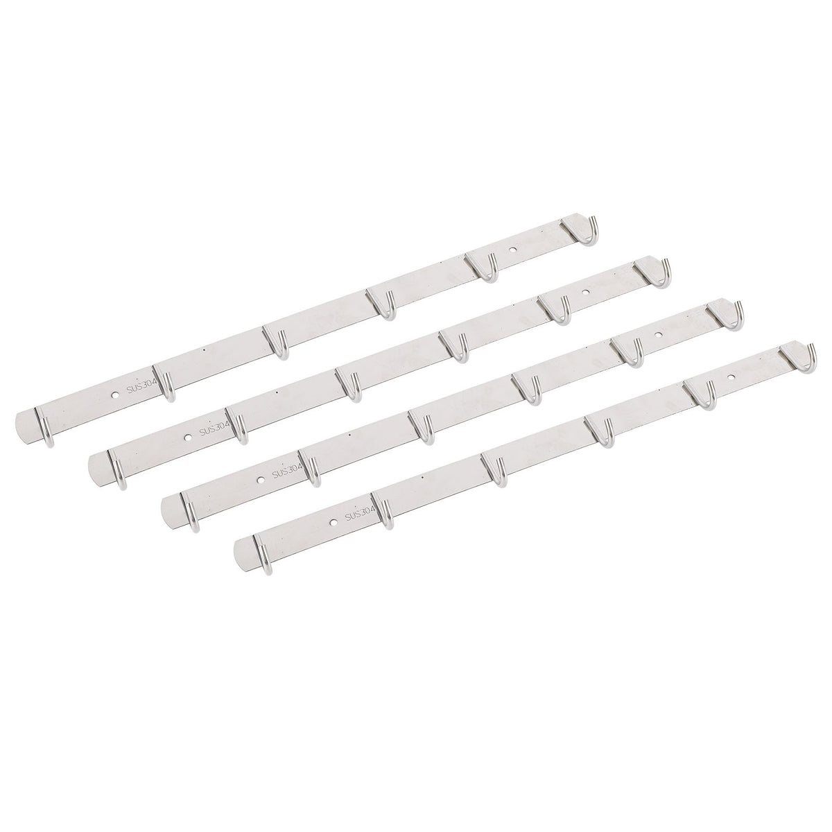4 Pcs 6 Hooks Stainless Steel Cloak Hanger Wall Mounted Hanging Coat Rack for Laundry Rooms Entryways