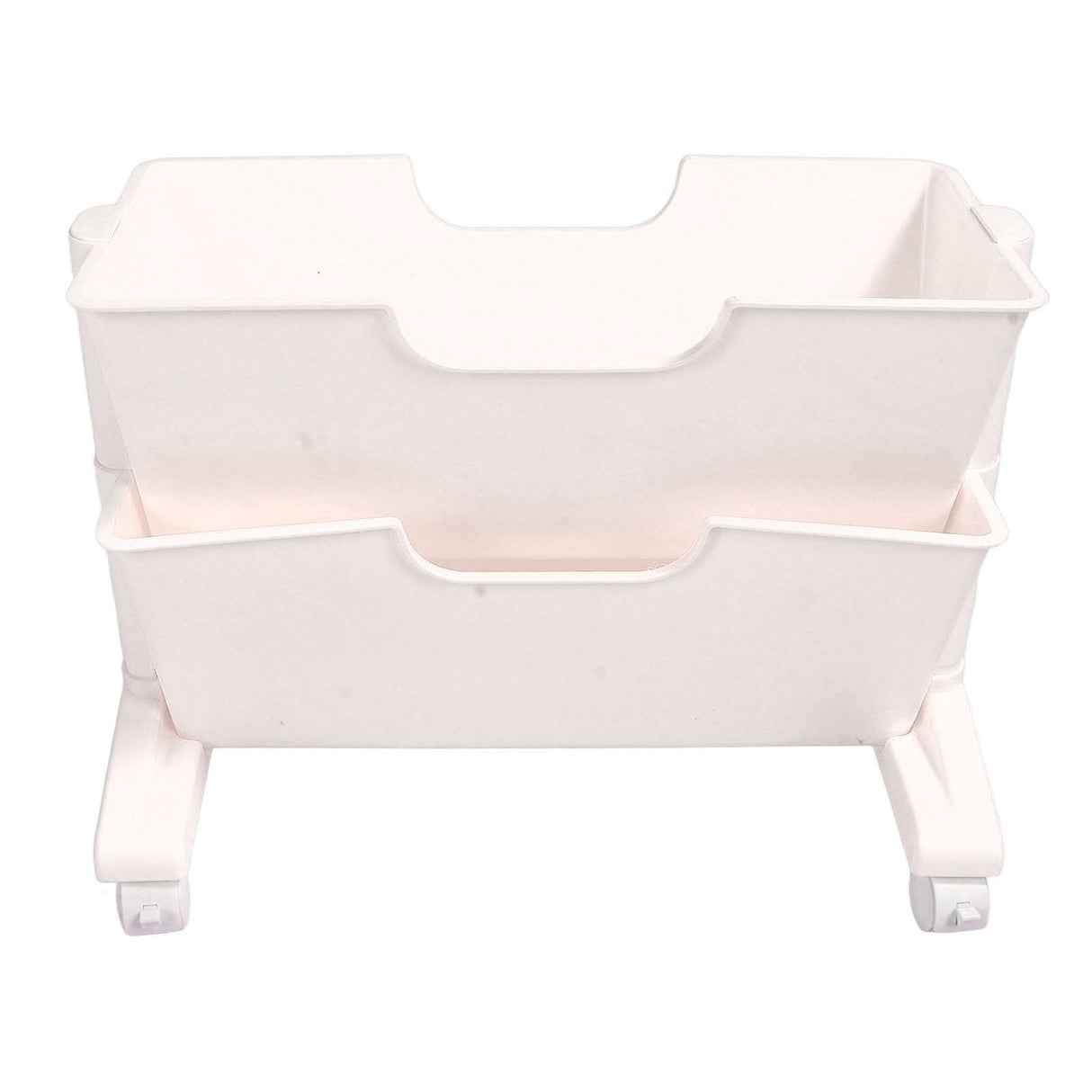 Double Layer Movable Deskside Bookshelf Removable Small Bookcase Dormitory Organize Trolley Shelf White