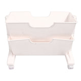 Double Layer Movable Deskside Bookshelf Removable Small Bookcase Dormitory Organize Trolley Shelf White