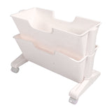 Double Layer Movable Deskside Bookshelf Removable Small Bookcase Dormitory Organize Trolley Shelf White - Front View