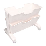 Double Layer Movable Deskside Bookshelf Removable Small Bookcase Dormitory Organize Trolley Shelf White