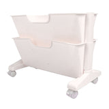 Double Layer Movable Deskside Bookshelf Removable Small Bookcase Dormitory Organize Trolley Shelf White - Rear View