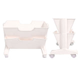Double Layer Movable Deskside Bookshelf Removable Small Bookcase Dormitory Organize Trolley Shelf White - Extra Image