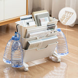 Double Layer Movable Deskside Bookshelf Removable Small Bookcase Dormitory Organize Trolley Shelf White - Extra Image