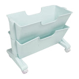 Double Layer Movable Deskside Bookshelf Removable Small Bookcase Dormitory Organize Trolley Shelf Blue