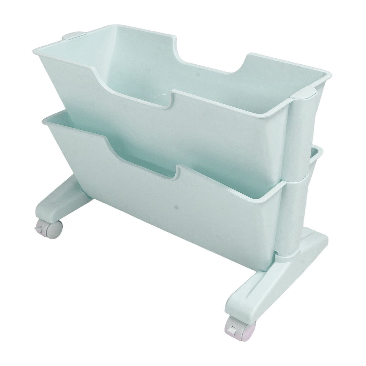 Double Layer Movable Deskside Bookshelf Removable Small Bookcase Dormitory Organize Trolley Shelf Blue