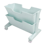 Double Layer Movable Deskside Bookshelf Removable Small Bookcase Dormitory Organize Trolley Shelf Blue