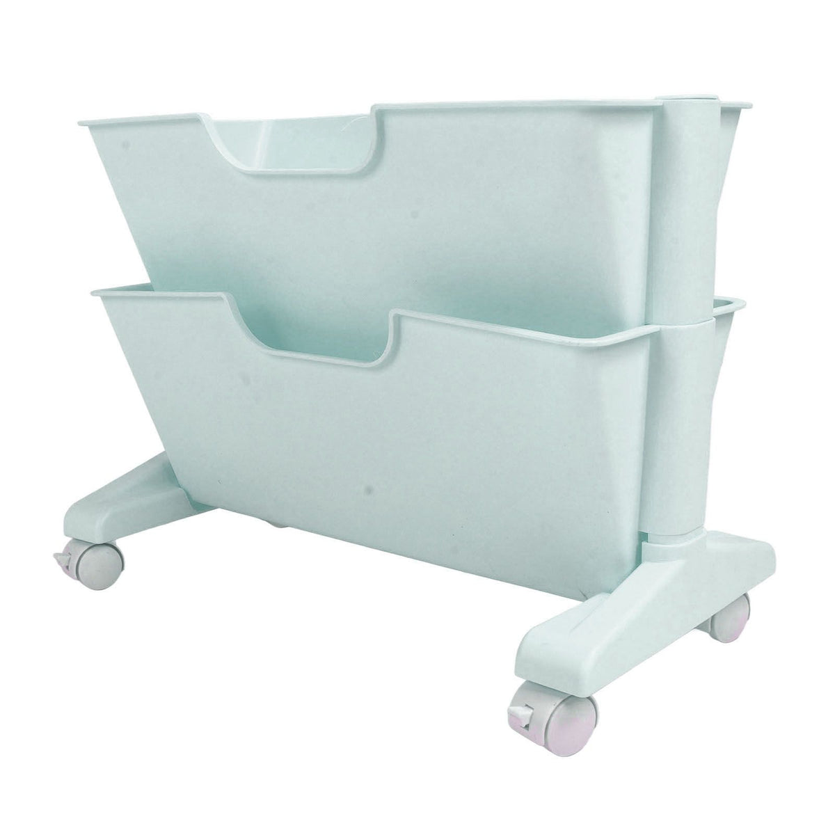 Double Layer Movable Deskside Bookshelf Removable Small Bookcase Dormitory Organize Trolley Shelf Blue