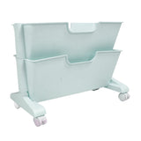 Double Layer Movable Deskside Bookshelf Removable Small Bookcase Dormitory Organize Trolley Shelf Blue