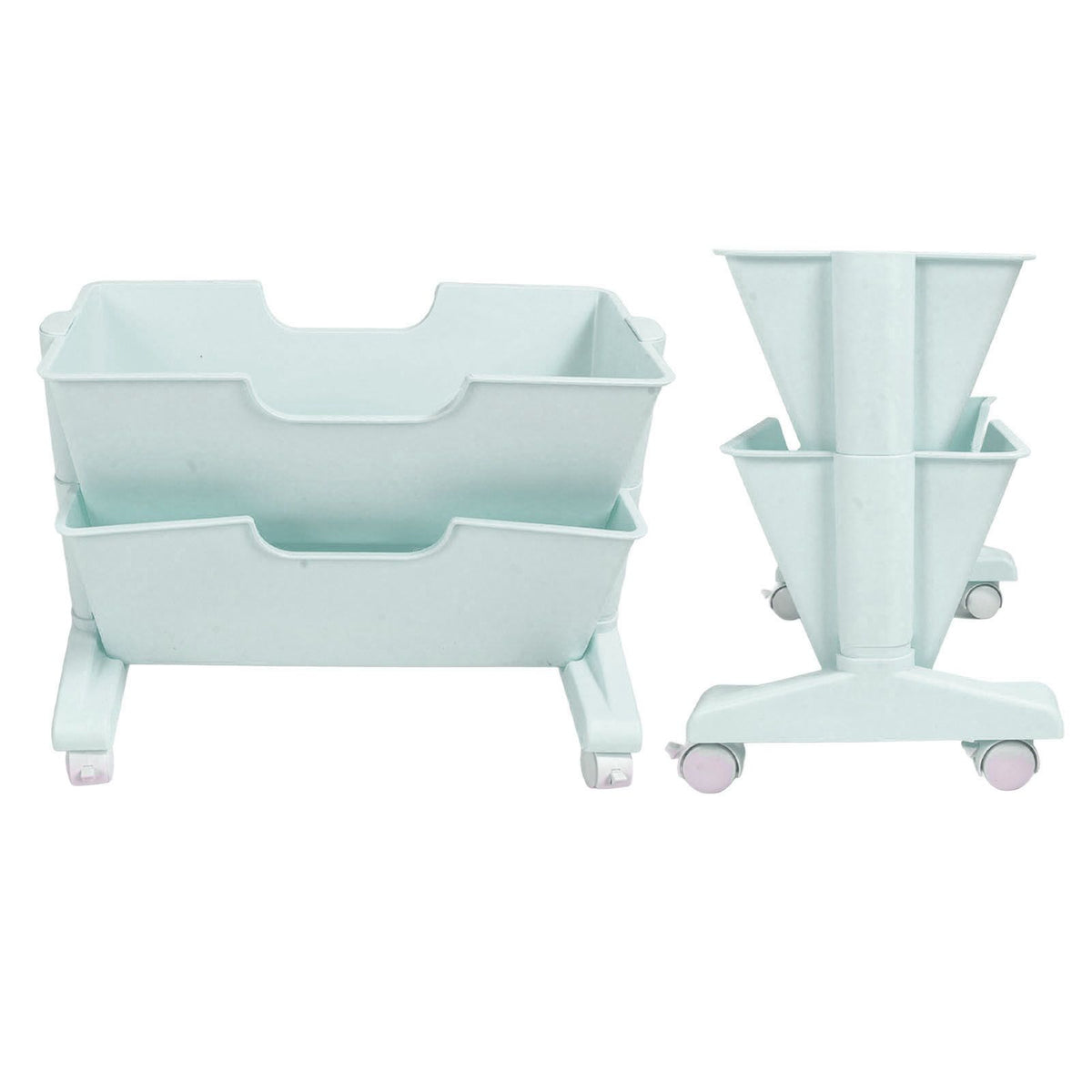 Double Layer Movable Deskside Bookshelf Removable Small Bookcase Dormitory Organize Trolley Shelf Blue