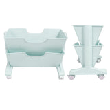 Double Layer Movable Deskside Bookshelf Removable Small Bookcase Dormitory Organize Trolley Shelf Blue - Low Angle