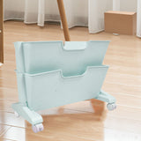 Double Layer Movable Deskside Bookshelf Removable Small Bookcase Dormitory Organize Trolley Shelf Blue