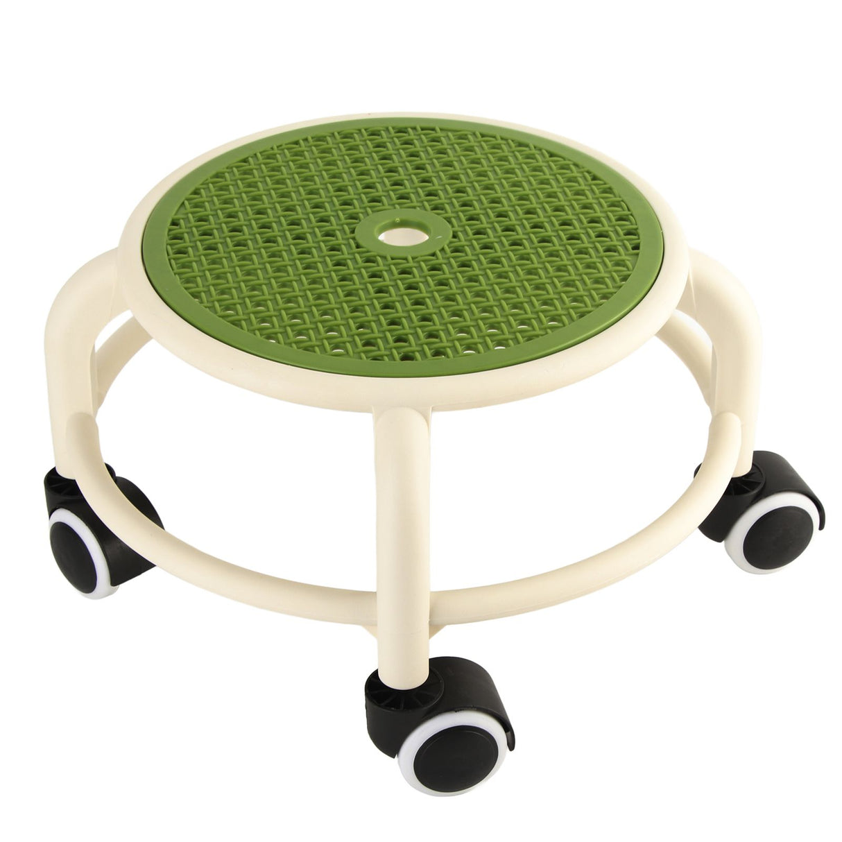 Round Rolling Low Stool Comfortable Universal Wheel Movable Mini Stool High Weight Capacity for Home Green