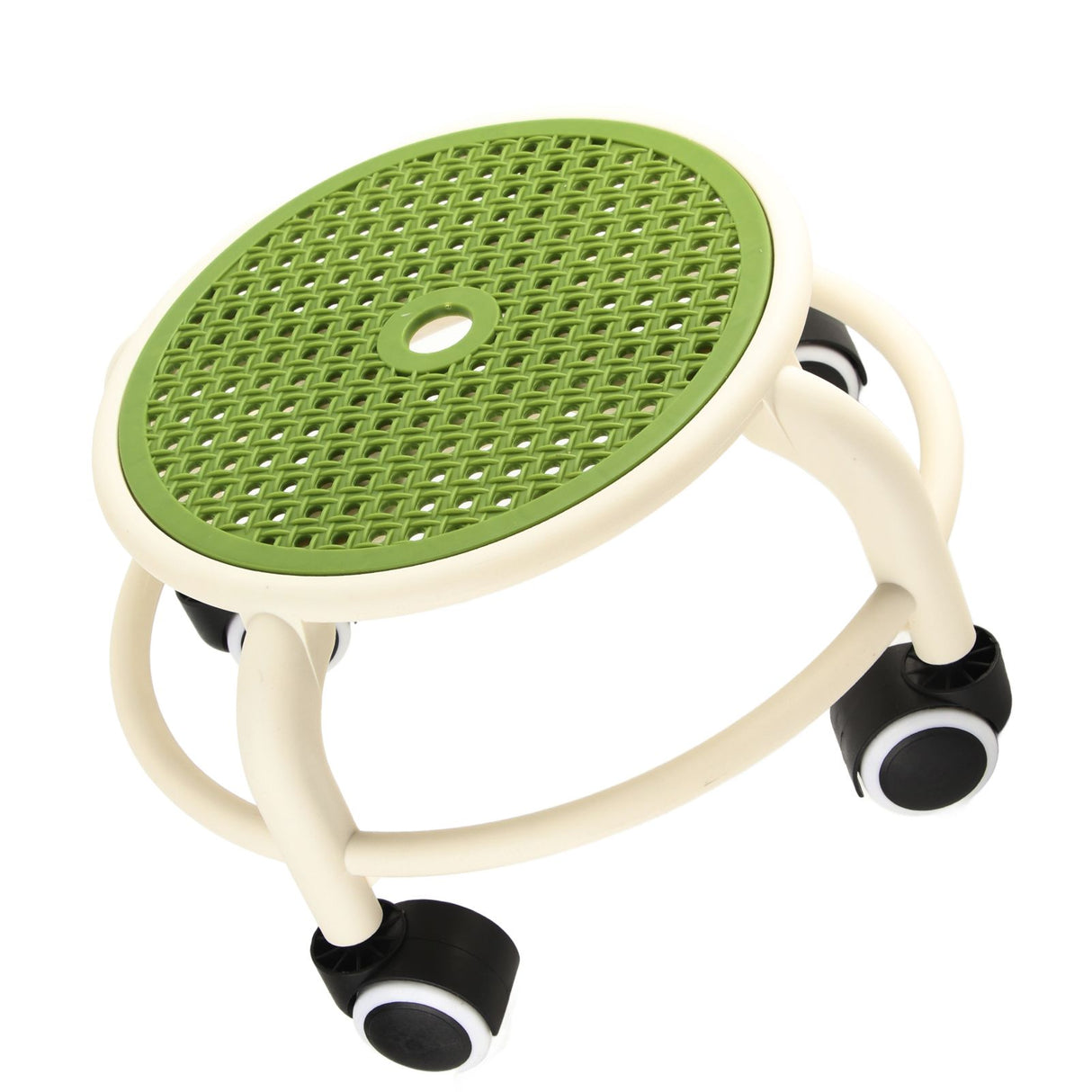 Round Rolling Low Stool Comfortable Universal Wheel Movable Mini Stool High Weight Capacity for Home Green