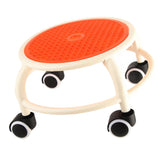 Round Rolling Low Stool Comfortable Universal Wheel Movable Mini Stool High Weight Capacity for Home Orange