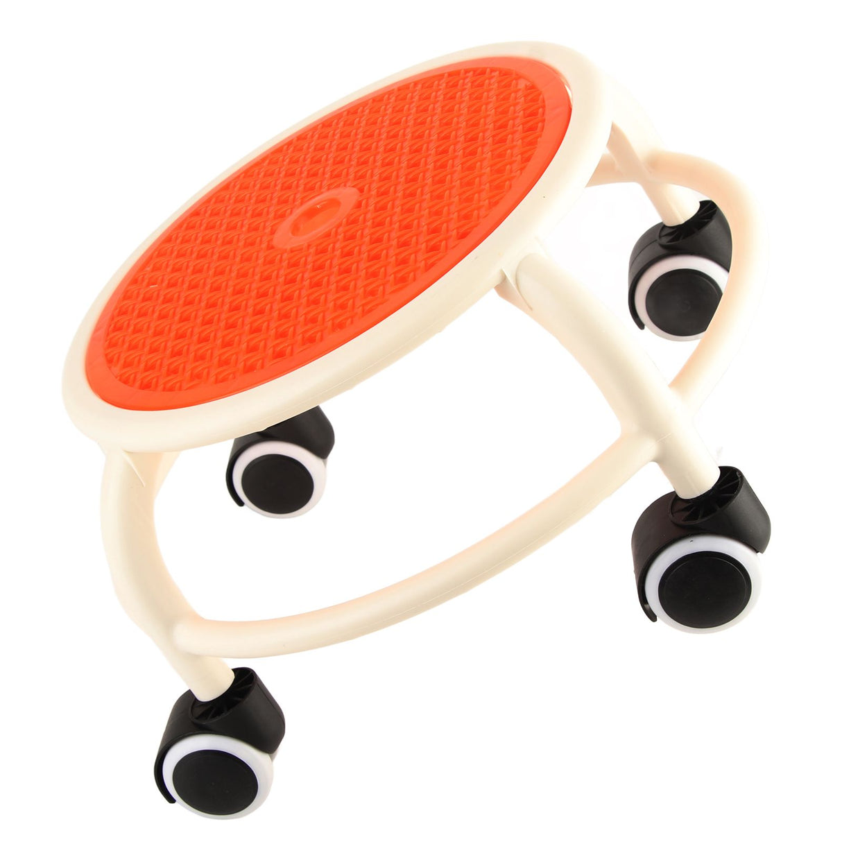 Round Rolling Low Stool Comfortable Universal Wheel Movable Mini Stool High Weight Capacity for Home Orange