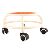 Round Rolling Low Stool Comfortable Universal Wheel Movable Mini Stool High Weight Capacity for Home Orange