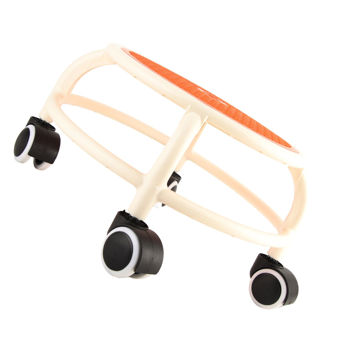 Round Rolling Low Stool Comfortable Universal Wheel Movable Mini Stool High Weight Capacity for Home Orange