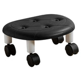 Round Low Rolling Stools Fuax Leather Universal Wheel Small Roller Swivel Stool High Weight Capacity for Home Black
