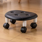 Round Low Rolling Stools Fuax Leather Universal Wheel Small Roller Swivel Stool High Weight Capacity for Home Black