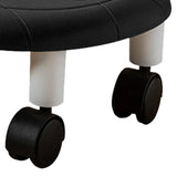 Round Low Rolling Stools Fuax Leather Universal Wheel Small Roller Swivel Stool High Weight Capacity for Home Black