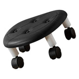 Round Low Rolling Stools Fuax Leather Universal Wheel Small Roller Swivel Stool High Weight Capacity for Home Black - Extra Image