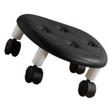 Round Low Rolling Stools Fuax Leather Universal Wheel Small Roller Swivel Stool High Weight Capacity for Home Black