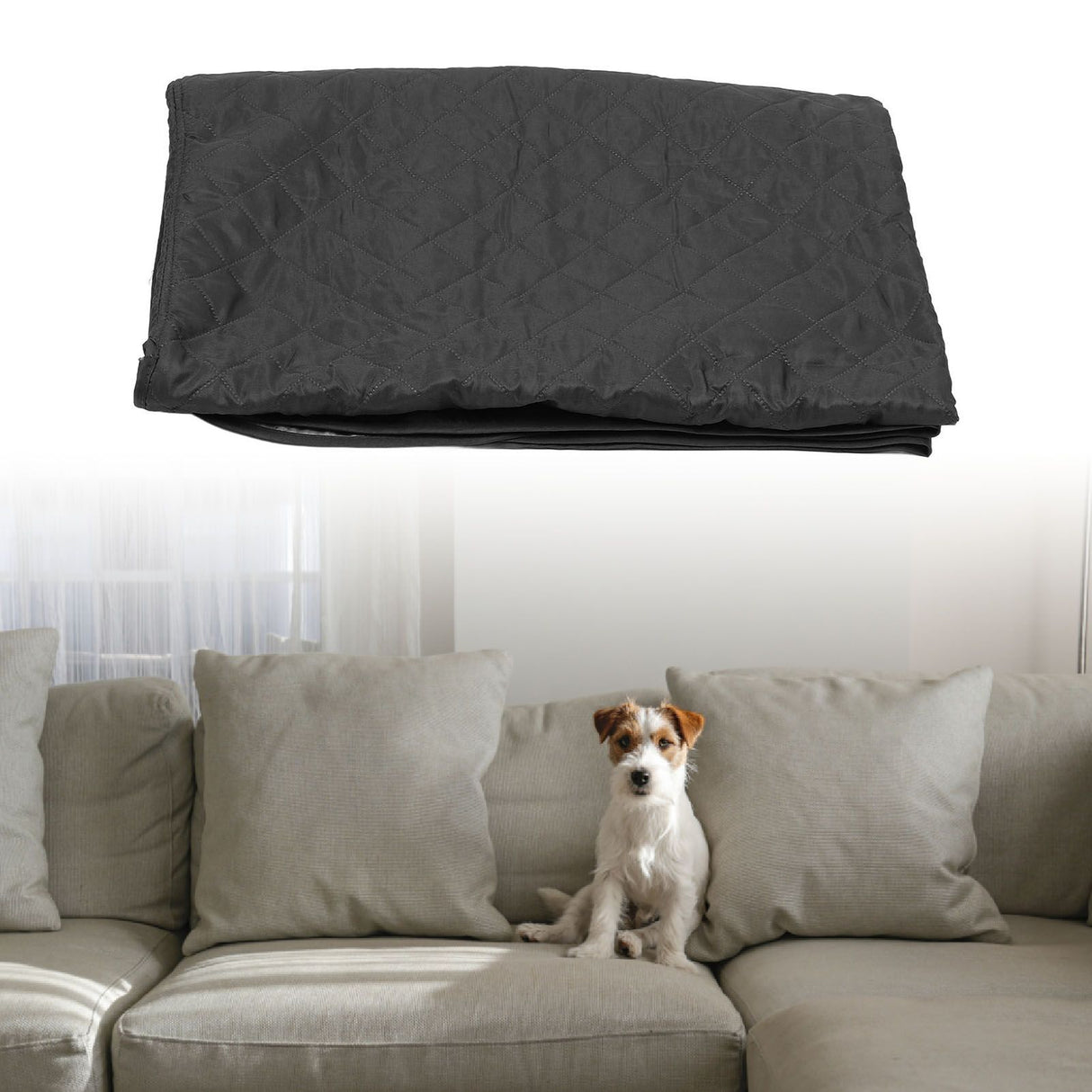 Sofa Protective Cover Waterproof Washable Wear Resistant 2 Seats Polyester Mat for Pets Gray