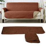Sofa Protective Cover Waterproof Washable Wear Resistant 2 Seats Polyester Mat for Pets Brown - Extra Image