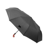 Automatic Folding Umbrella 10 Ribs Triple Folding Imitation Wood Handle Automatic Open Close Umbrella for Outdoor Gift - 45-Degree Angle