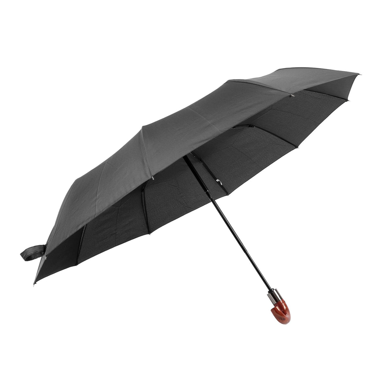 Automatic Folding Umbrella 10 Ribs Triple Folding Imitation Wood Handle Automatic Open Close Umbrella for Outdoor Gift