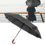 Automatic Folding Umbrella 10 Ribs Triple Folding Imitation Wood Handle Automatic Open Close Umbrella for Outdoor Gift