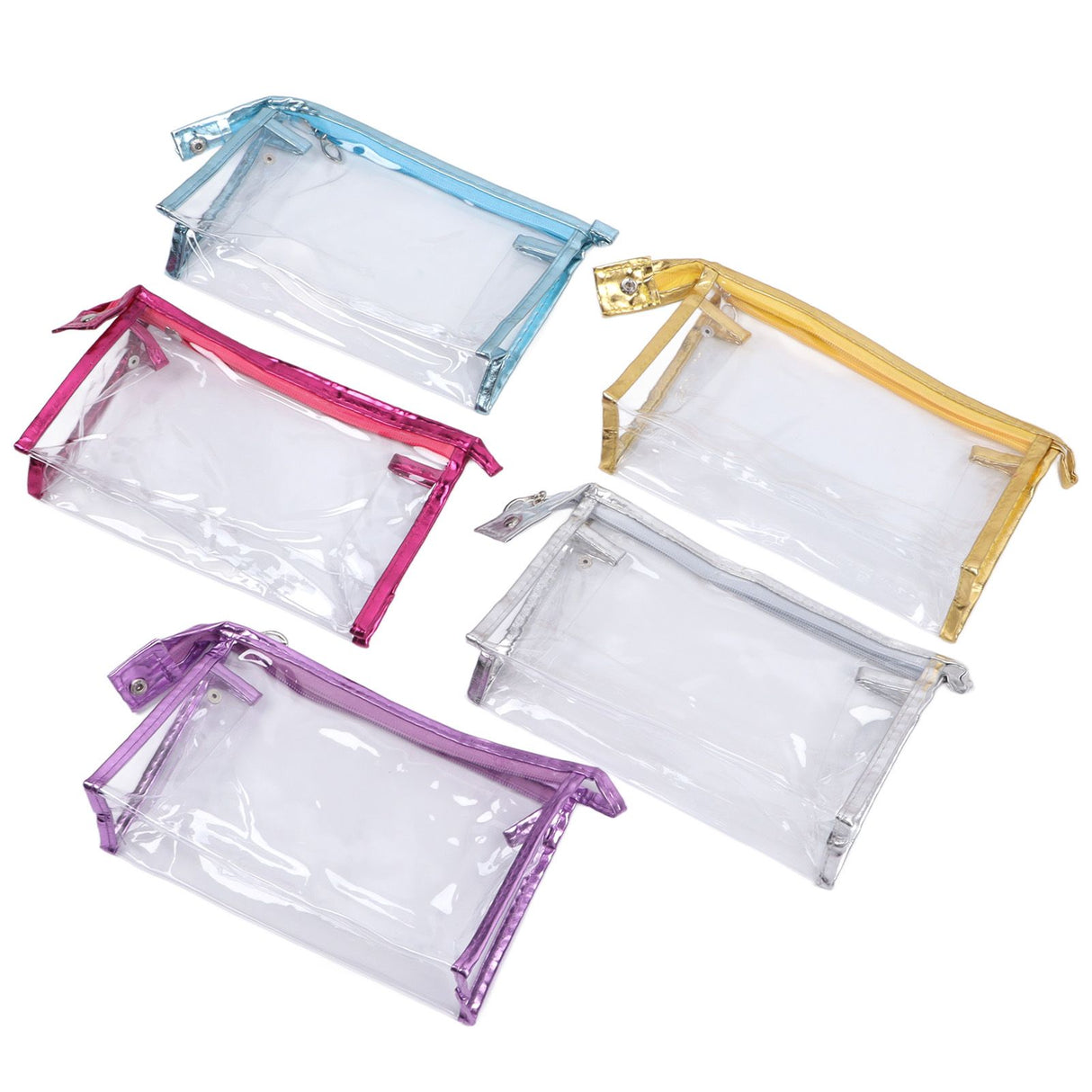 Clear Cosmetic Bag Waterproof Transparent PVC Makeup Toiletry Pouch with Handle Strap for Bathroom Travel 5pcs