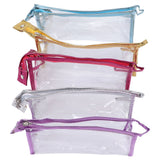 Clear Cosmetic Bag Waterproof Transparent PVC Makeup Toiletry Pouch with Handle Strap for Bathroom Travel 5pcs