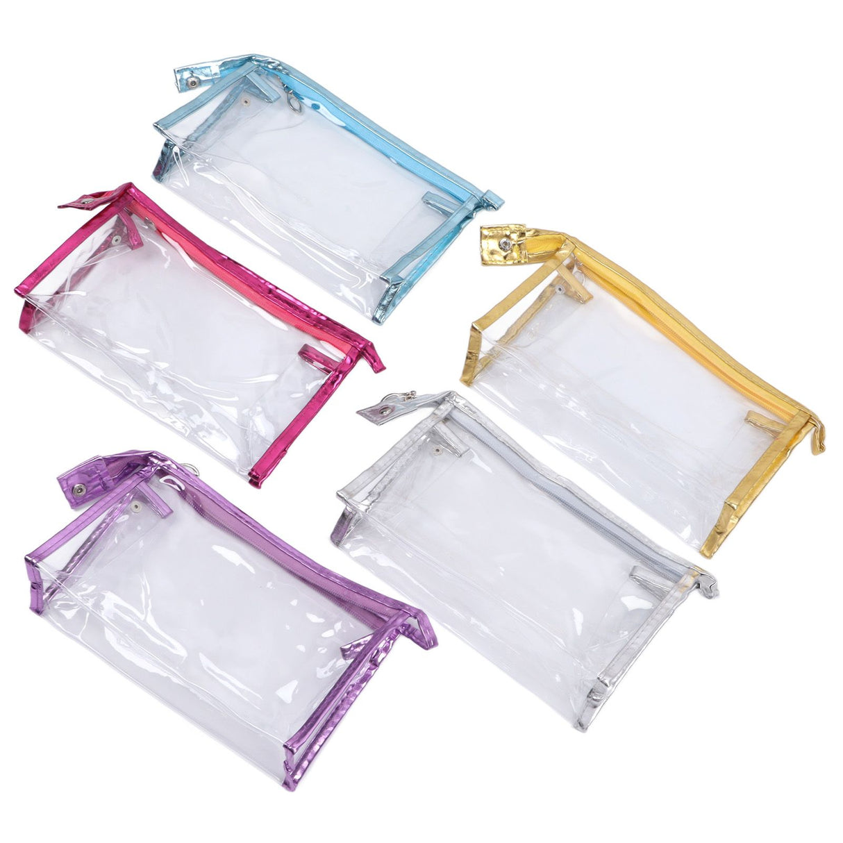 Clear Cosmetic Bag Waterproof Transparent PVC Makeup Toiletry Pouch with Handle Strap for Bathroom Travel 5pcs