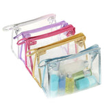 Clear Cosmetic Bag Waterproof Transparent PVC Makeup Toiletry Pouch with Handle Strap for Bathroom Travel 5pcs