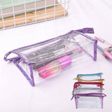 Clear Cosmetic Bag Waterproof Transparent PVC Makeup Toiletry Pouch with Handle Strap for Bathroom Travel 5pcs