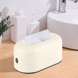 Tissue Box Holder Waterproof Simple Cream Yellow Wide Opening Plastic Tissue Paper Box for Office Bedroom Living Room