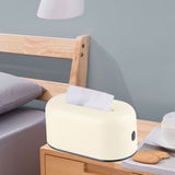 Tissue Box Holder Waterproof Simple Cream Yellow Wide Opening Plastic Tissue Paper Box for Office Bedroom Living Room