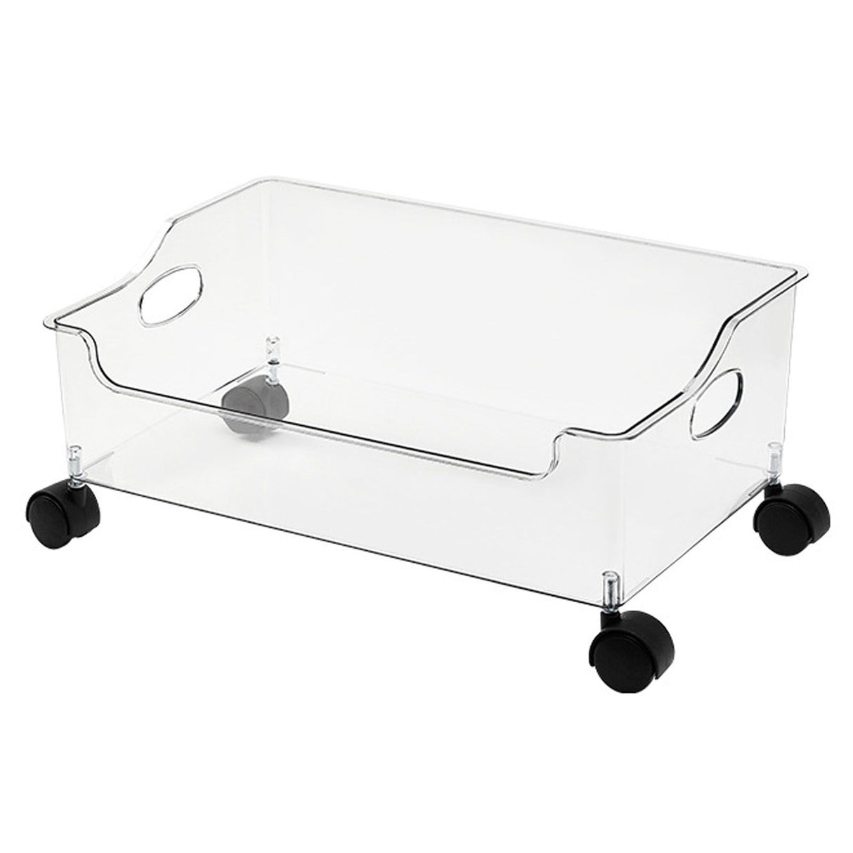 Wheeled Storage Containers Plastic Transparent Under Desk Book Storage Box with Roller for School Dorm Office Bedroom